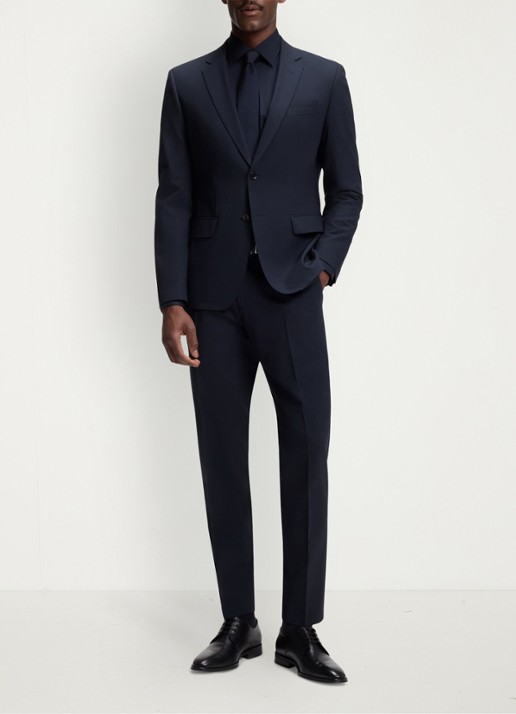 BOSS Regular fit overhemd in katoenblend - voorkant 6 blauw