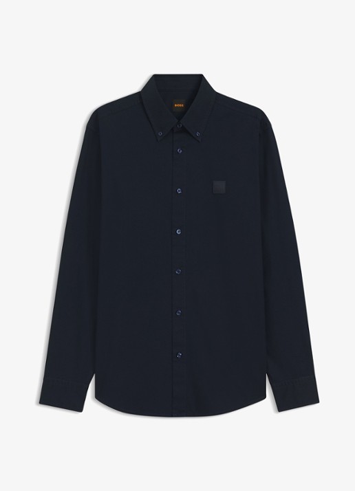 BOSS Regular fit overhemd met logo - voorkant blauw