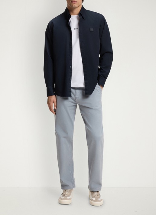 BOSS Regular fit overhemd met logo - voorkant 2 blauw