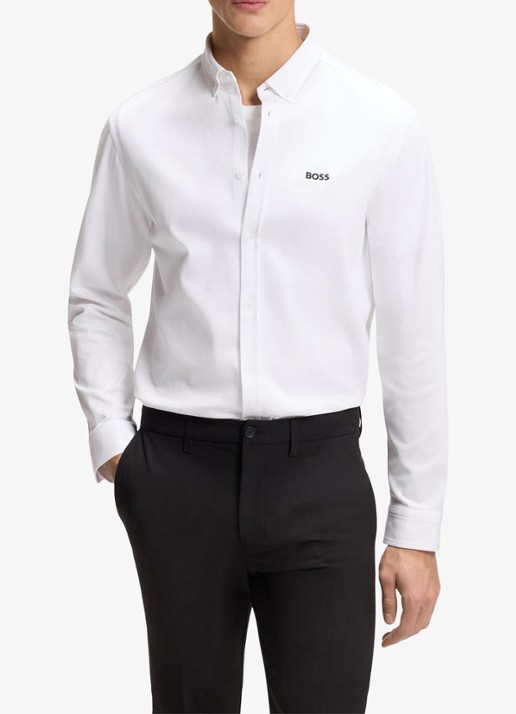 BOSS Regular fit overhemd met logo - detail wit