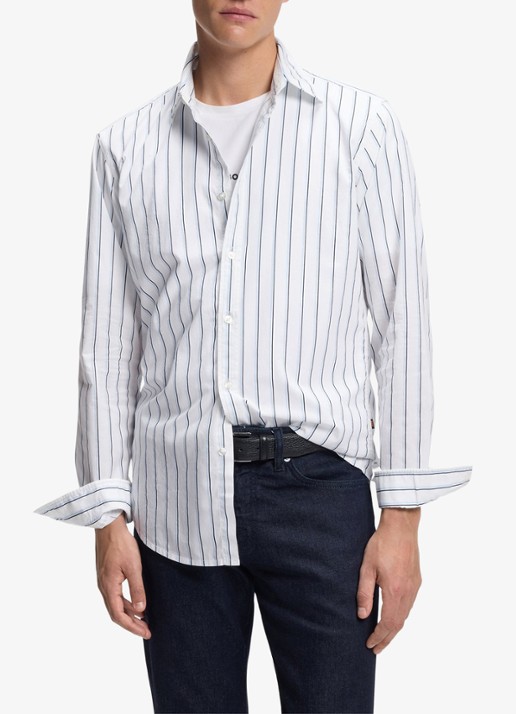 BOSS Regular fit overhemd met streepprint - detail 2 wit