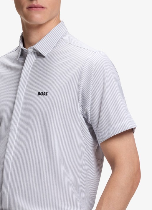 BOSS Regular fit overhemd met streepprint - detail 3 dark grey-026