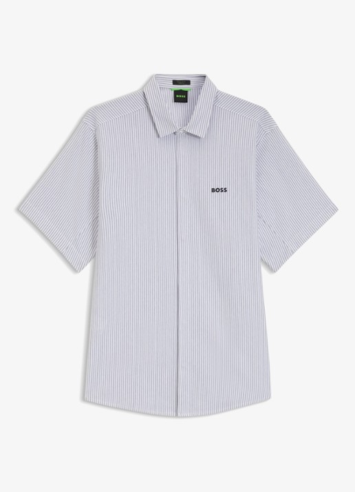 BOSS Regular fit overhemd met streepprint - voorkant 4 dark grey-026