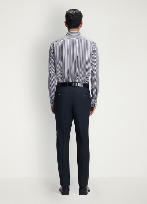 BOSS Regular fit overhemd met streepprint - achterkant 4 donkerblauw