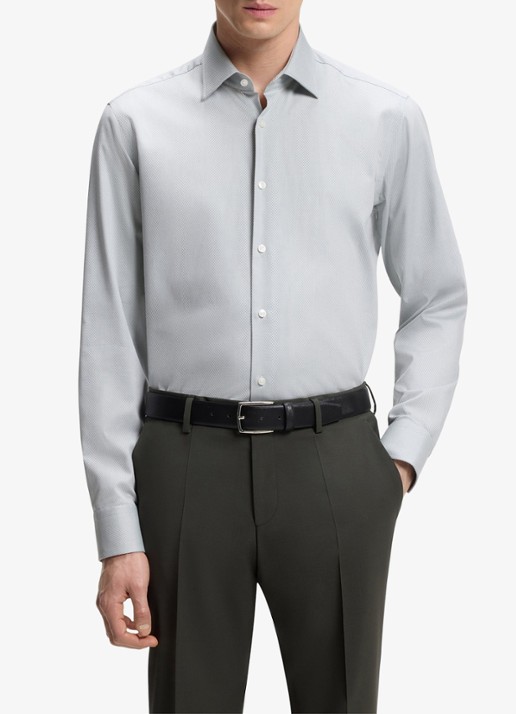 BOSS Regular-fit overhemd met stretch - detail 4 open green-373