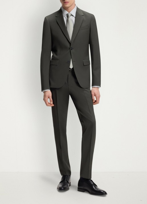BOSS Regular-fit overhemd met stretch - voorkant 2 open green-373
