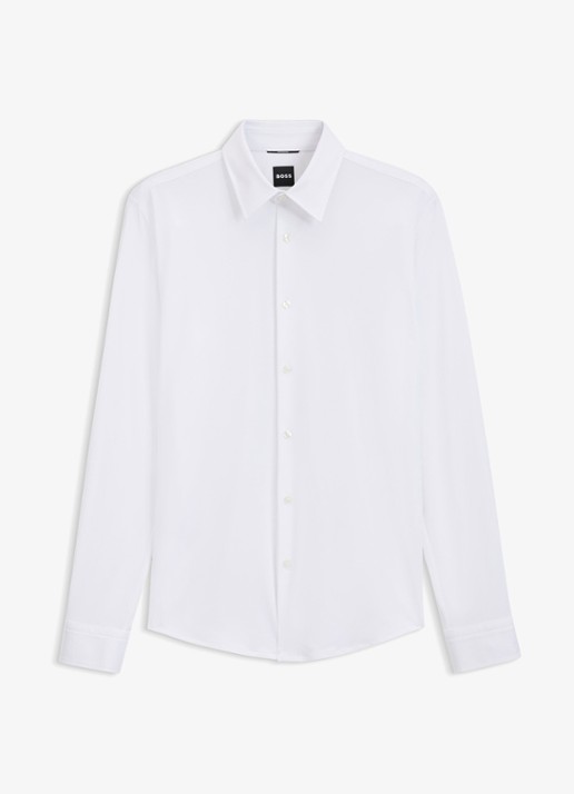 BOSS Regular fit overhemd met stretch - voorkant 4 wit