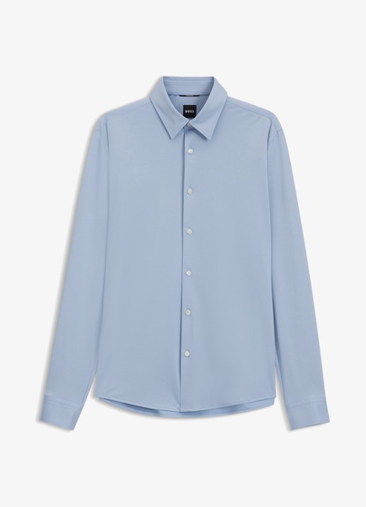 BOSS Regular fit overhemd met stretch - voorkant 2 lichtblauw