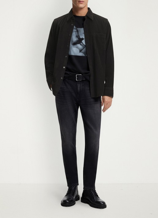 BOSS Regular fit overhemd van corduroy - voorkant 3 zwart