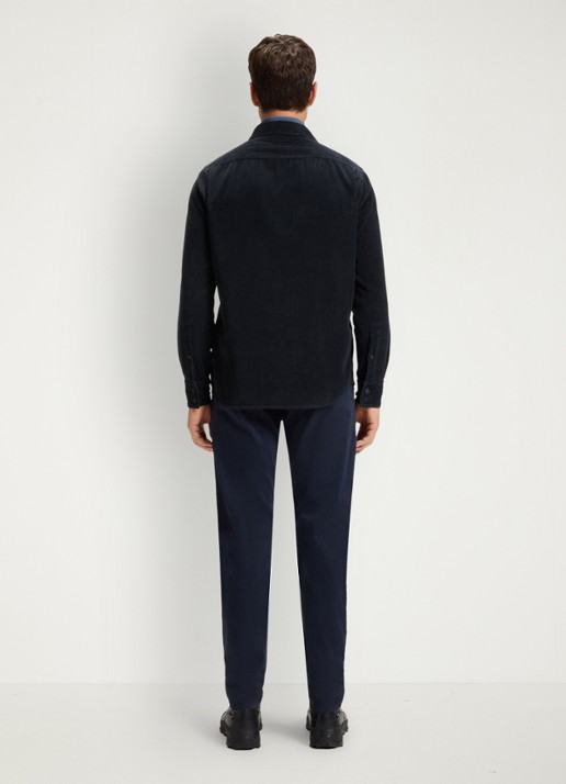 BOSS Regular-fit overhemd van katoenen corduroy - achterkant 3 donkerblauw
