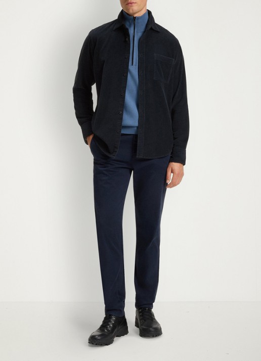BOSS Regular-fit overhemd van katoenen corduroy - voorkant 2 donkerblauw