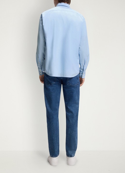 BOSS Regular-fit overhemd van katoenen popeline - achterkant 4 open blue-460 / blauw