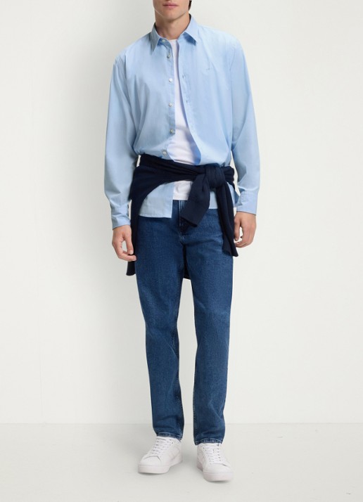 BOSS Regular-fit overhemd van katoenen popeline - voorkant 2 open blue-460 / blauw