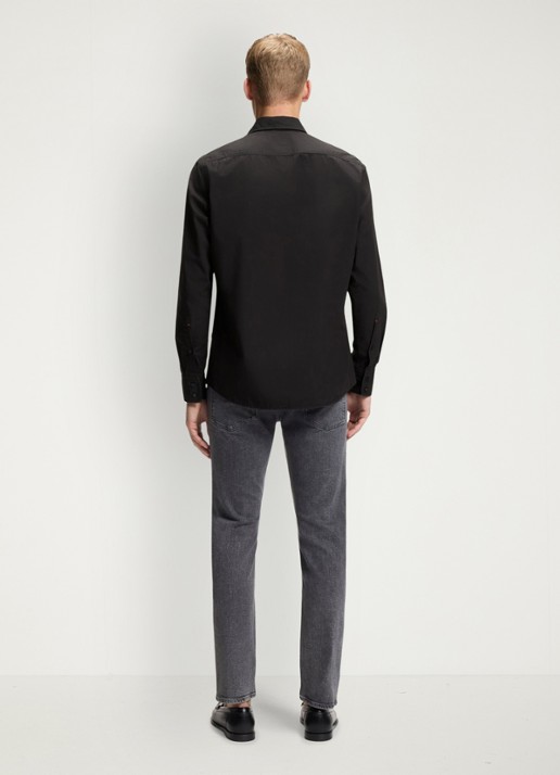 BOSS Regular-fit overhemd van katoenen popeline - achterkant 8 black-001 / zwart
