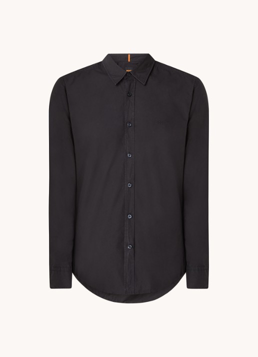 BOSS Regular-fit overhemd van katoenen popeline - voorkant 7 black-001 / zwart