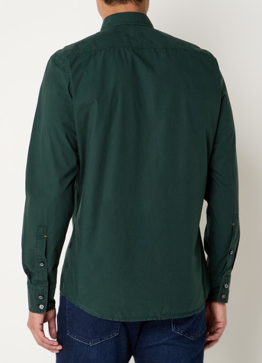BOSS Regular-fit overhemd van katoenen popeline - achterkant 3 open green-350 / groen