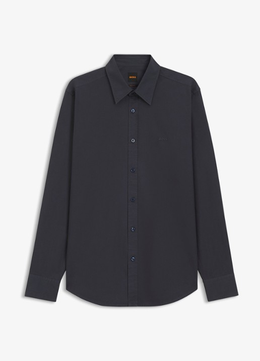 BOSS Regular-fit overhemd van katoenen popeline - voorkant 5 dark blue-406 / blauw