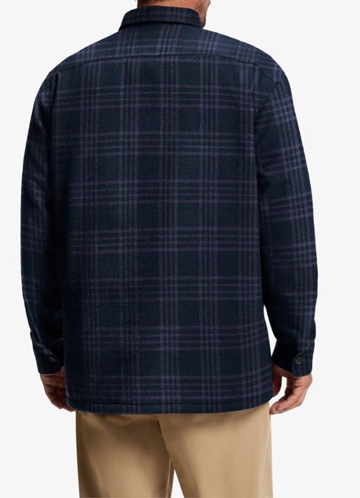 BOSS Regular fit overshirt met ruit dessin - achterkant 6 blauw