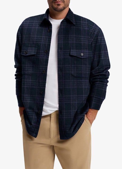 BOSS Regular fit overshirt met ruit dessin