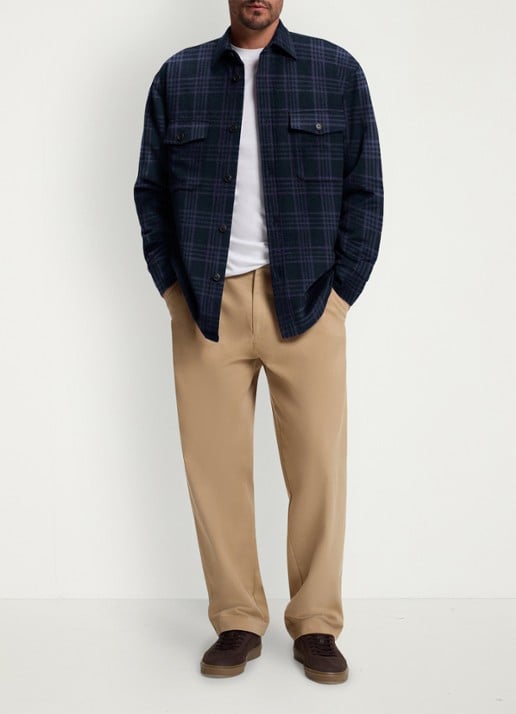 BOSS Regular fit overshirt met ruit dessin - voorkant 2 blauw
