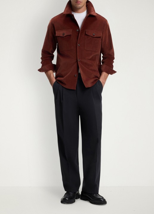 BOSS Regular fit pantalon met paspelzakken - voorkant 6 blauw
