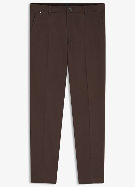 BOSS Regular fit pantalon met steekzakken - voorkant 9 dark brown-209 / bruin
