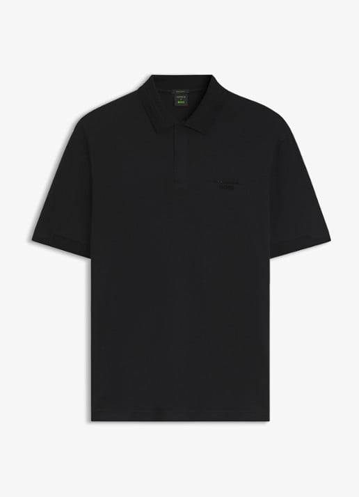 BOSS Regular fit polo met 3D logoprint - voorkant 4 zwart