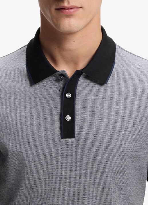 BOSS Regular fit polo met gestreept detail - detail 2 zwart
