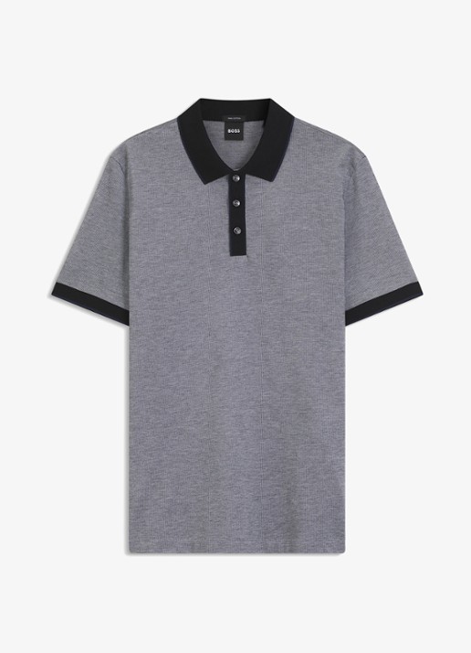 BOSS Regular fit polo met gestreept detail - voorkant 4 zwart