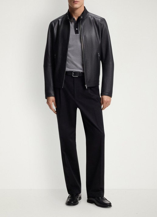 BOSS Regular fit polo met gestreept detail - voorkant 5 zwart