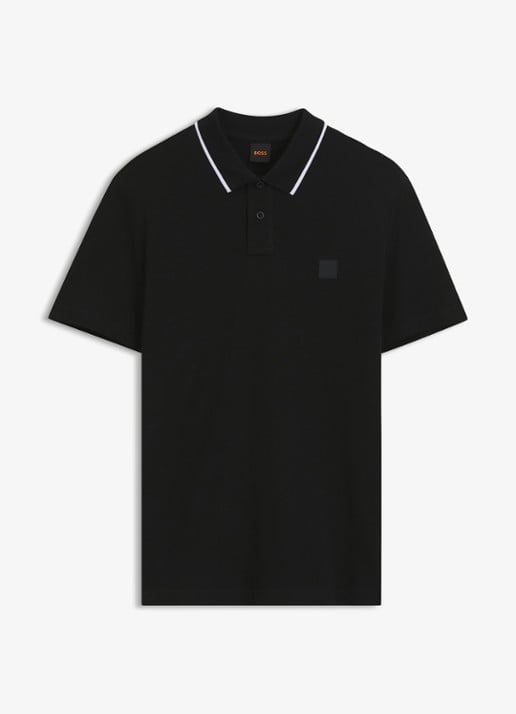 BOSS Regular fit polo met getipte boorden - voorkant 4 zwart