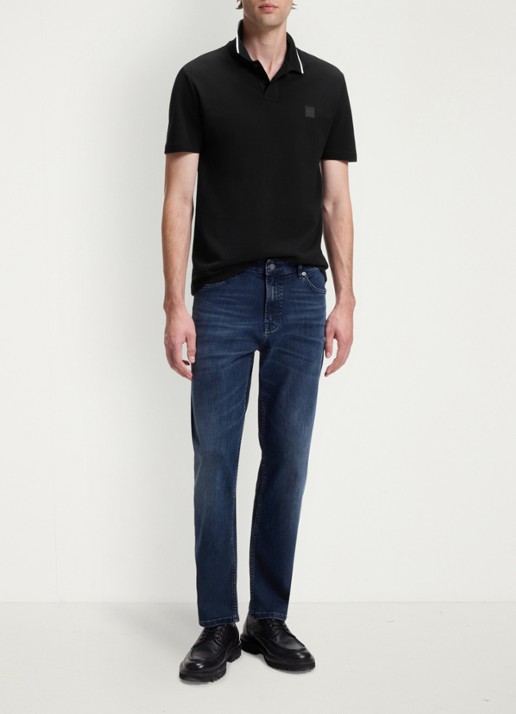 BOSS Regular fit polo met getipte boorden - voorkant 5 zwart