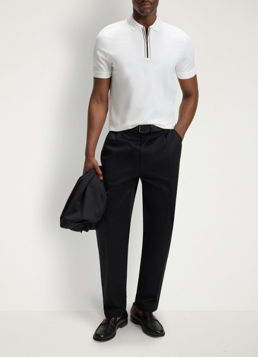 BOSS Regular fit polo met halve rits - voorkant 2 wit