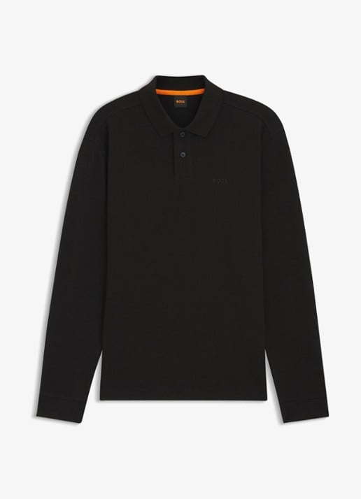 BOSS Regular fit polo met logo - voorkant zwart