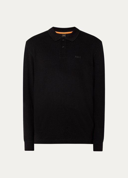 BOSS Regular fit polo met logo - voorkant 3 zwart