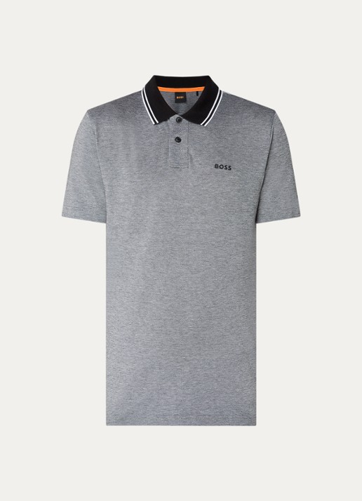 BOSS Regular fit polo met logo - voorkant 9 zwart