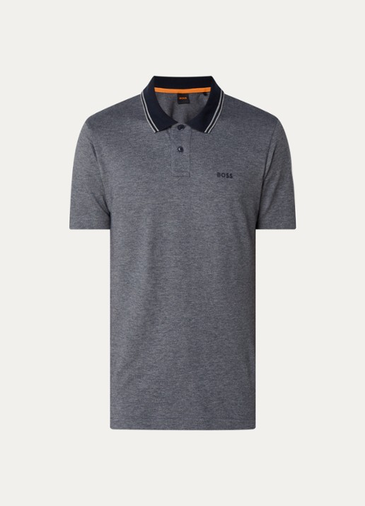 BOSS Regular fit polo met logo - voorkant 2 donkerblauw