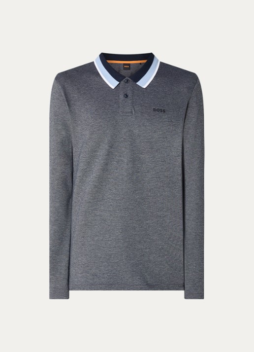 BOSS Regular fit polo met logo - voorkant 2 indigo