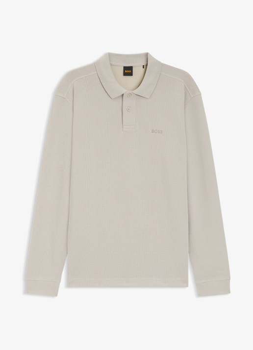 BOSS Regular fit polo met logo - voorkant taupe