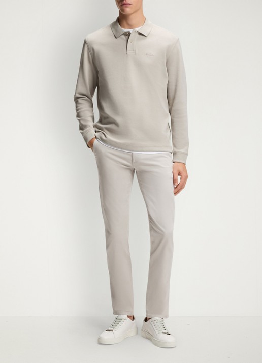 BOSS Regular fit polo met logo - voorkant 2 taupe