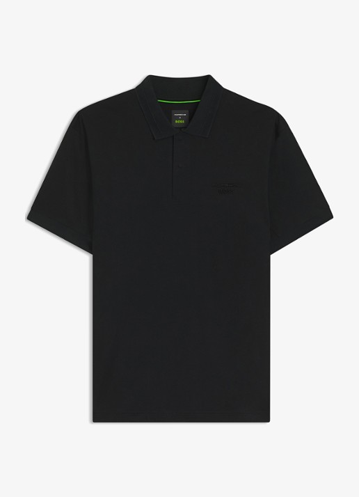 BOSS Regular fit polo met logo - voorkant 2 zwart