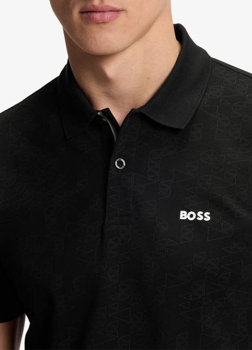 BOSS Regular fit polo met logoprint - detail 5 zwart