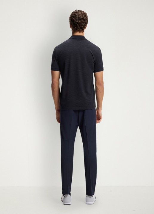 BOSS Regular fit polo met structuur  - achterkant 3 donkerblauw