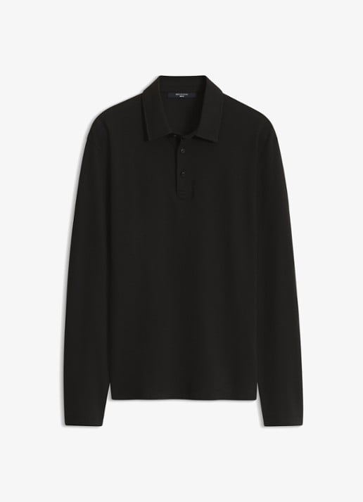 BOSS Regular fit polo met structuur - voorkant zwart