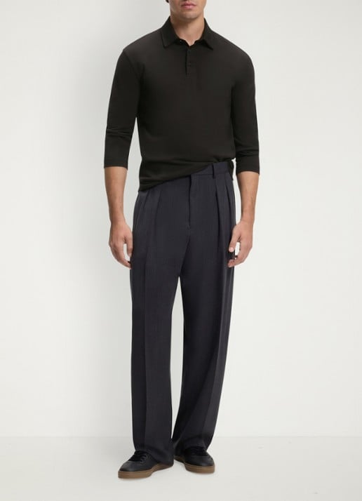 BOSS Regular fit polo met structuur - voorkant 2 zwart