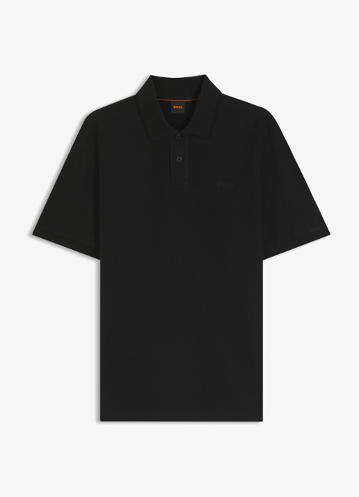 BOSS Regular fit polo van katoen - voorkant 2 zwart