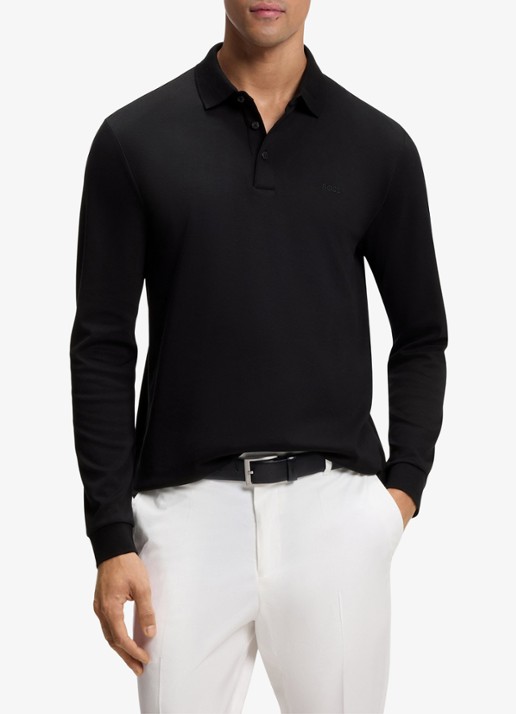BOSS Regular fit polo van katoen - detail 3 zwart