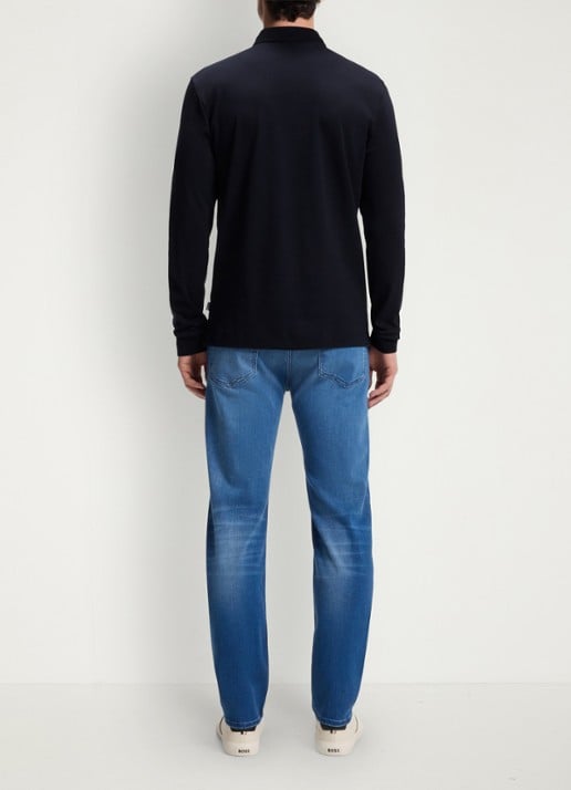 BOSS Regular fit polo van katoen - achterkant 6 donkerblauw