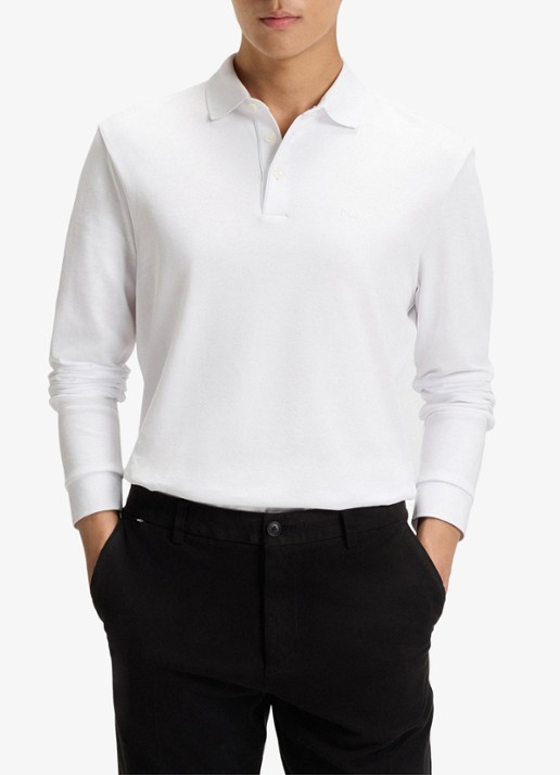 BOSS Regular fit polo van katoen - detail 3 wit