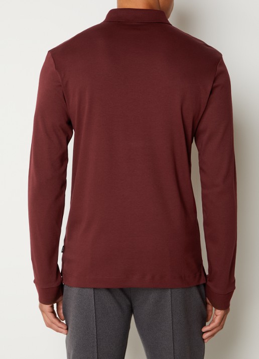 BOSS Regular fit polo van katoen - achterkant 4 donkerrood